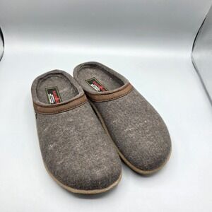 Haflinger Grizzly Clogs Womens 40 Brown Wool Leather Trim Comfort Warm Boho